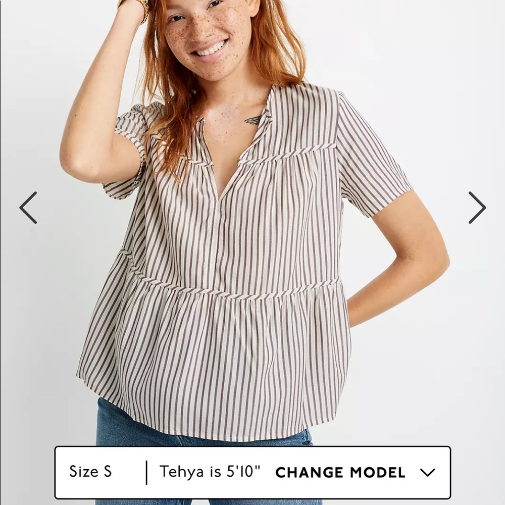 Madewell Seamed Popover Top in Dunfield Stripe